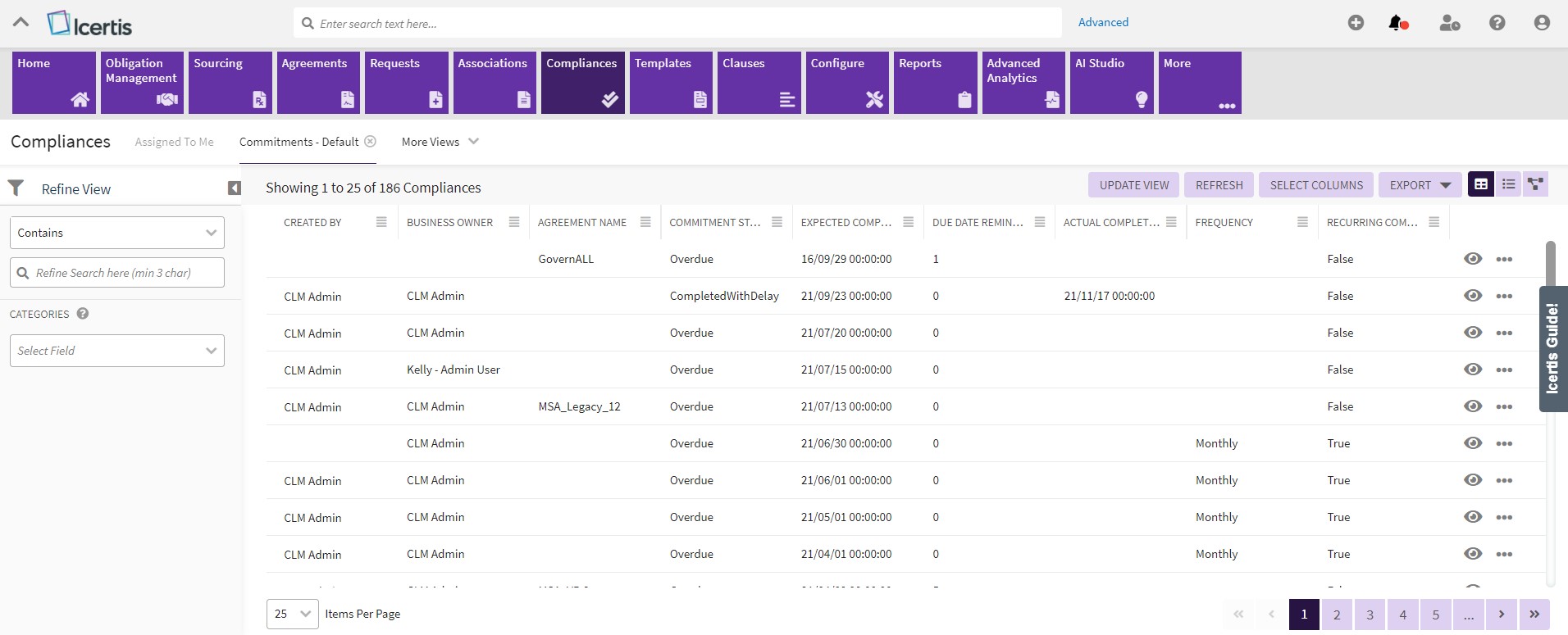 screenshot of Icertis Contract Intelligence